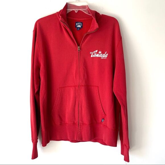 Roots Canada Red Zip Up Sweatshirt Large - Picture 1 of 8